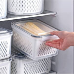 3-in-1 Fridge Produce Storage Containers with Removable Strainers Berry Salad and Vegetable Keeper Set White - Image 2
