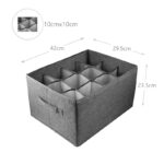 12 Pairs Foldable Fabric Clothing Storage Bin Storage Organizer Box with Dividers for Wardrobe Closet Shelves and Drawers Gray - Image 3