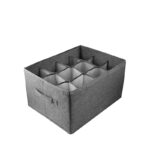 12 Pairs Foldable Fabric Clothing Storage Bin Storage Organizer Box with Dividers for Wardrobe Closet Shelves and Drawers Gray
