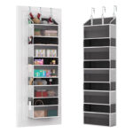 5 Pockets Door Storage Shelves Heavy Duty Hanging Door Organizer 10 Mesh Pockets for Bedroom Storage Gray