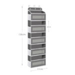 5 Pockets Door Storage Shelves Heavy Duty Hanging Door Organizer 10 Mesh Pockets for Bedroom Storage Gray - Image 3