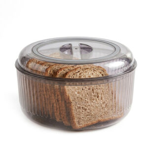 3 L Acrylic Storage Ribbed Bowl with Airtight Lid Round Serving Bowls for Fruit Dessert and Appetizers 1 Piece Black