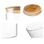 700 ML Borosilicate Glass Food Storage Container with Bamboo Wooden Lid and Silicone Ring for Sugar Coffee Tea and Candies Dishwasher Safe 1 Piece - Image 4