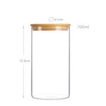 700 ML Borosilicate Glass Food Storage Container with Bamboo Wooden Lid and Silicone Ring for Sugar Coffee Tea and Candies Dishwasher Safe 1 Piece - Image 3