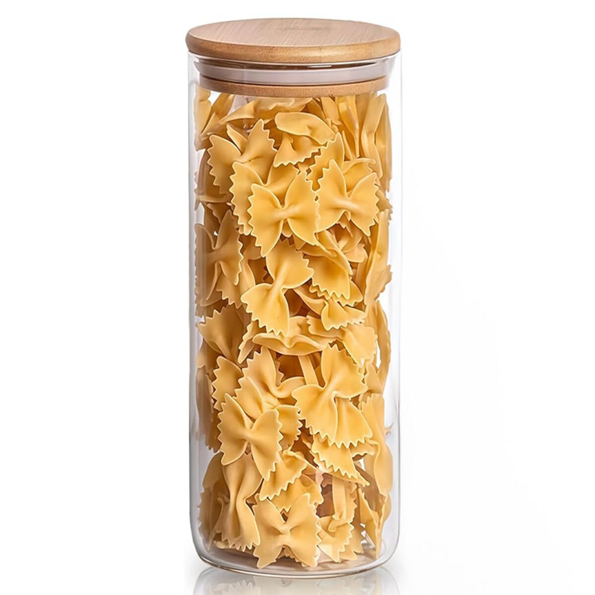 1.6 L Borosilicate Glass Food Storage Container with Bamboo Wooden Lid and Silicone Ring Multipurpose Kitchen Storage Container 1 Piece - Image 2