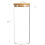 1.6 L Borosilicate Glass Food Storage Container with Bamboo Wooden Lid and Silicone Ring Multipurpose Kitchen Storage Container 1 Piece - Image 3