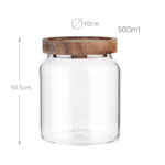 500 ML Borosilicate Glass Storage Jar with Acacia Wood Lid Airtight Kitchen Container Multipurpose Kitchen Storage Container 1 Piece - Image 3