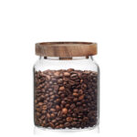 500 ML Borosilicate Glass Storage Jar with Acacia Wood Lid Airtight Kitchen Container Multipurpose Kitchen Storage Container 1 Piece - Image 2