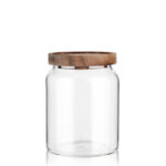 650 ML Borosilicate Glass Storage Jar with Acacia Wood Lid Airtight Kitchen Container Multipurpose Kitchen Storage Container 1 Piece