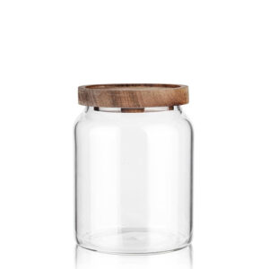 650 ML Borosilicate Glass Storage Jar with Acacia Wood Lid Airtight Kitchen Container Multipurpose Kitchen Storage Container 1 Piece