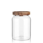 900 ML Borosilicate Glass Storage Jar with Acacia Wood Lid Airtight Kitchen Container Multipurpose Kitchen Storage Container 1 Piece