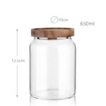 650 ML Borosilicate Glass Storage Jar with Acacia Wood Lid Airtight Kitchen Container Multipurpose Kitchen Storage Container 1 Piece - Image 3