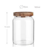 900 ML Borosilicate Glass Storage Jar with Acacia Wood Lid Airtight Kitchen Container Multipurpose Kitchen Storage Container 1 Piece - Image 3