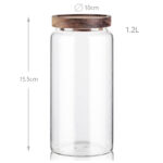 1.2 L Borosilicate Glass Storage Jar with Acacia Wood Lid Airtight Kitchen Container Multipurpose Kitchen Storage Container 1 Piece - Image 3