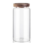 1.5 L Borosilicate Glass Storage Jar with Acacia Wood Lid Airtight Kitchen Container Multipurpose Kitchen Storage Container 1 Piece