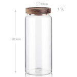 1.5 L Borosilicate Glass Storage Jar with Acacia Wood Lid Airtight Kitchen Container Multipurpose Kitchen Storage Container 1 Piece - Image 3