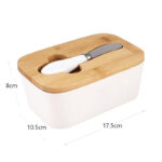 Ceramic Butter Food Containers with Bamboo Lid Sealed Butter and Cheese Holder with Butter Knife Butter Dish Food Storage Container Butter Keeper - Image 3