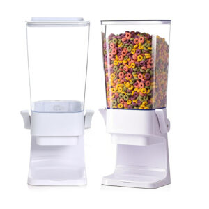 4.5 L Cereal Dispenser Countertop Dry Food Storage Large Capacity Organizer Airtight Cereal Container Storage for Rice Cereal Nuts and Beans White