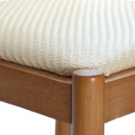 98 CM Curved Rattan Counter Stool with Arched Back designed with a cane backing and a natural woven seat and Solid Wood Legs Oak Finish 1 Piece Beige - Image 4