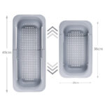 Extendable Sink Colander Strainer Basket Over the Sink Strainer for Washing Food Draining Cooked Pasta Drying Dishes Gray - Image 3