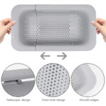 Extendable Sink Colander Strainer Basket Over the Sink Strainer for Washing Food Draining Cooked Pasta Drying Dishes Gray - Image 2