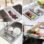 Extendable Sink Colander Strainer Basket Over the Sink Strainer for Washing Food Draining Cooked Pasta Drying Dishes Gray - Image 4