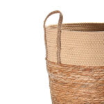 44 CM Multipurpose Handmade Woven Straw and Cotton Storage Basket with Handles Organizer Baskets for Living Room Bedroom Nursery and Laundry 1 Piece - Image 2