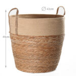 44 CM Multipurpose Handmade Woven Straw and Cotton Storage Basket with Handles Organizer Baskets for Living Room Bedroom Nursery and Laundry 1 Piece - Image 3