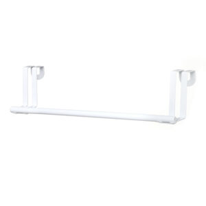 27 CM Over the Cabinet Stainless Steel Towel Rack Over Door Towel Rail Towel Bar Hanger Over The Cabinet Organizer for Kitchen and Bathroom White
