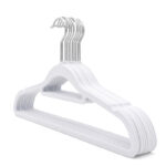41 CM Set of 5 Non Slip Velvet Coated Thin Plastic Hanger with 360° Swivel Stainless Steel Hooks Space Saving Clothes Hangers for Shirts and jackets White