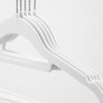 41 CM Set of 5 Non Slip Velvet Coated Thin Plastic Hanger with 360° Swivel Stainless Steel Hooks Space Saving Clothes Hangers for Shirts and jackets White - Image 4