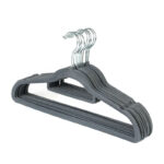 41 CM Set of 5 Non Slip Velvet Coated Thin Plastic Hanger with 360° Swivel Stainless Steel Hooks Space Saving Clothes Hangers for Shirts and jackets Gray - Image 2