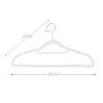 41 CM Set of 5 Non Slip Velvet Coated Thin Plastic Hanger with 360° Swivel Stainless Steel Hooks Space Saving Clothes Hangers for Shirts and jackets White - Image 3