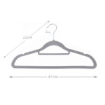 41 CM Set of 5 Non Slip Velvet Coated Thin Plastic Hanger with 360° Swivel Stainless Steel Hooks Space Saving Clothes Hangers for Shirts and jackets Gray - Image 3
