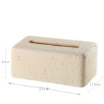 21 CM Stone Tissue Box Suction Box Decorative Rectangular Tissue Holder for Home Kitchen and Living Room Beige - Image 3