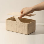 21 CM Stone Tissue Box Suction Box Decorative Rectangular Tissue Holder for Home Kitchen and Living Room Beige - Image 2