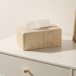 21 CM Stone Tissue Box Suction Box Decorative Rectangular Tissue Holder for Home Kitchen and Living Room Beige - Image 4