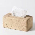 21 CM Stone Tissue Box Suction Box Decorative Rectangular Tissue Holder for Home Kitchen and Living Room Beige