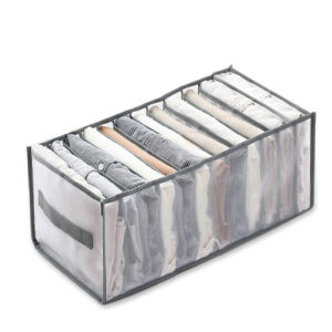 12 Grids Storage Box Wardrobe Drawer Organizer with Handles Leggings T-Shirts and Bra Separator Foldable Drawer Organizer Gray