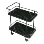 2-Tier Premium Metal Kitchen Serving Trolley with Wheels Utility Cart for Kitchen Dining Room Bar or Living Room Black - Image 4
