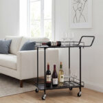2-Tier Premium Metal Kitchen Serving Trolley with Wheels Utility Cart for Kitchen Dining Room Bar or Living Room Black - Image 2