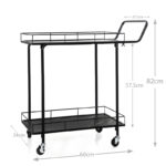 2-Tier Premium Metal Kitchen Serving Trolley with Wheels Utility Cart for Kitchen Dining Room Bar or Living Room Black - Image 3