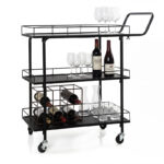 3-Tier Premium Metal Kitchen Serving Trolley with Wheels Utility Cart for Kitchen Dining Room Bar or Living Room Black - Image 2