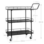 3-Tier Premium Metal Kitchen Serving Trolley with Wheels Utility Cart for Kitchen Dining Room Bar or Living Room Black - Image 3