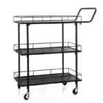 3-Tier Premium Metal Kitchen Serving Trolley with Wheels Utility Cart for Kitchen Dining Room Bar or Living Room Black