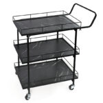 3-Tier Premium Metal Kitchen Serving Trolley with Wheels Utility Cart for Kitchen Dining Room Bar or Living Room Black - Image 4