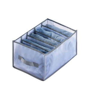 5 Grids Storage Box Wardrobe Drawer Organizer Leggings T-Shirts Jeans and Bra Separator Foldable Drawer Organizer Gray