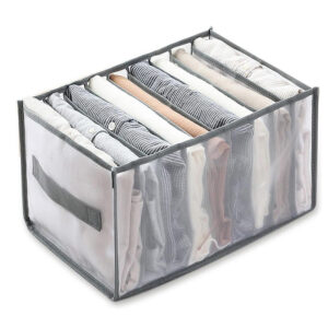 9 Grids Storage Box Wardrobe Drawer Organizer with Handles Leggings T-Shirts and Bra Separator Foldable Drawer Organizer Gray