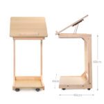 40 CM Wooden C-Shaped Adjustable Side Table with with 2 Lockable Wheels End Table for Couch Living Room and Bedroom Beige - Image 3
