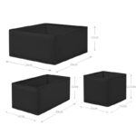 Set of 6 Drawer Storage Fabric Bins for Nursery Foldable Drawer Storage Boxes Space Saving Lightweight Wardrobe Organizers for Makeup Ties Socks Belts Underwears and Clothing Black - Image 3